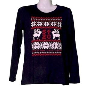 ⭐️ Stand up to cancer black & red Christmas long sleeve crew neck tee size M